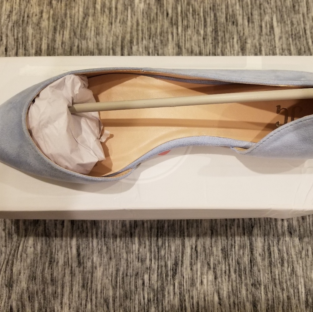 Blue Suede Pointed Toe D'Orsay Flat